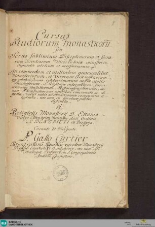 1/12: Tractatus theologicus de doctrina christiana s. de rudementis christ. fidei - Cod. Ettenheim-Münster 99