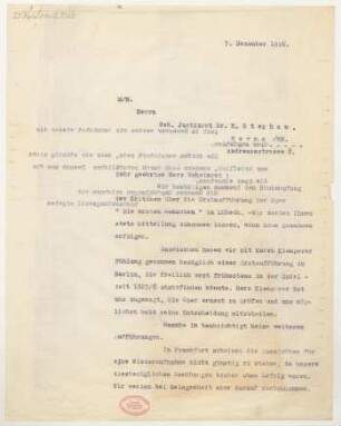 Brief an Karl Stephan : 07.12.1926