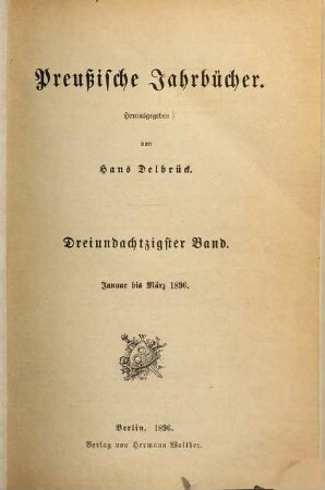 Preußische Jahrbücher. 83. 1896
