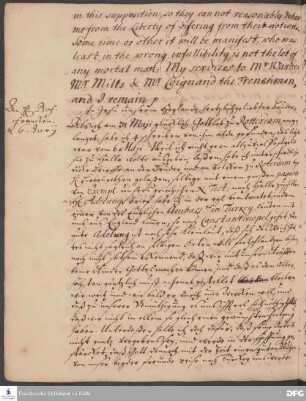 Brief von Heinrich Wilhelm Ludolf an August Hermann Francke.