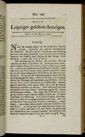 No. 20. Den 11ten März 1791.