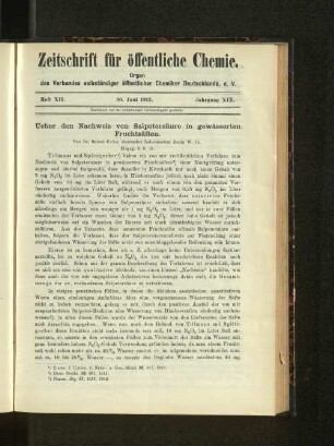 Ueber den Nachweis von Salpetersäure in gewässerten Fruchtsäften.