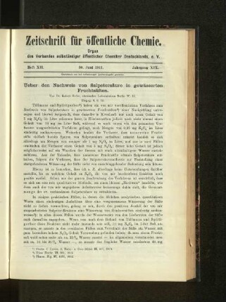 Ueber den Nachweis von Salpetersäure in gewässerten Fruchtsäften.