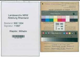 Entnazifizierung Wilhelm Klapdor , geb. 05.08.1904 (Postarbeiter)