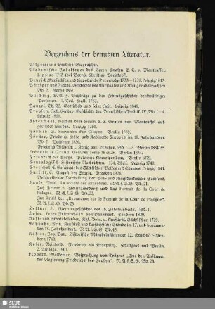 Verzeichnis des benutzen Literatur