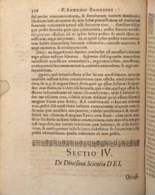 Sectio IV. De Divisione Scientiae DEI.