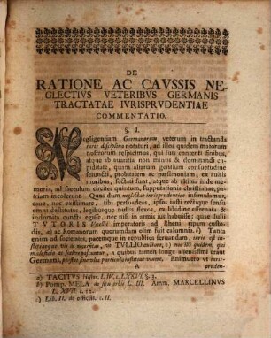 Commentatio de ratione ac causis neglectius tractatae veteribus Germanis iurisprudentiae