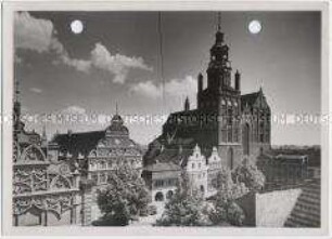 Stargard in Pommern, Marktplatz, Rathaus, Alte Waage, Ratswaage, Salzspeicher und Kirche St. Marien