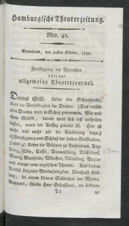 Nro. 42. Sonnabend, den 20sten Oktober, 1792