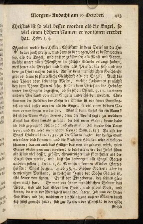413-424, Morgen-Andacht am 10. October. - Abend-Andacht am 12. October.