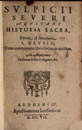 Historiae sacrae ... libri duo