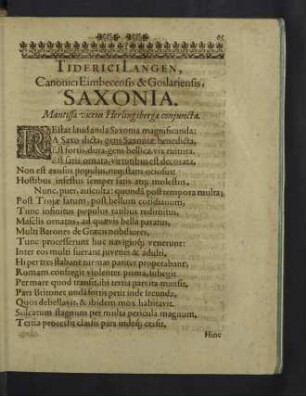 Tiderici Langen ... Saxonia.