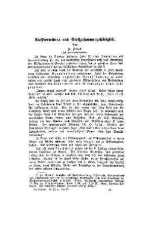 Stoffverteilung und Stoffzusammengehörigkeit