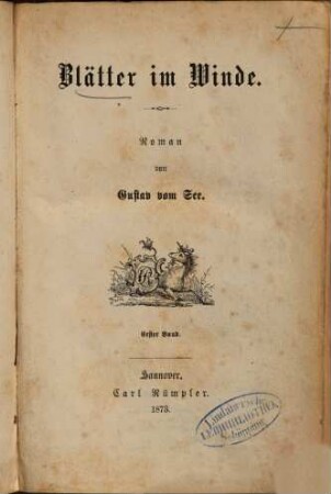 Blätter im Winde : Roman von Gustav vom See, 1