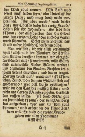 Am Sonntag Sexagesima.