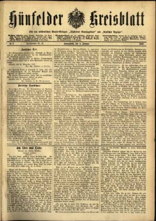 Ausgabe vom Samstag, den 04. Januar 1913.