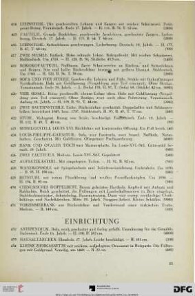 Einrichtung (Nr. 432-477)