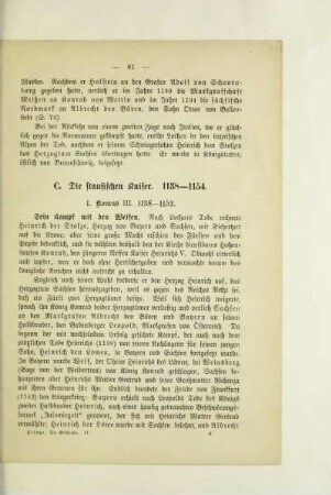 C. Die staufischen Kaiser. 1138-1154