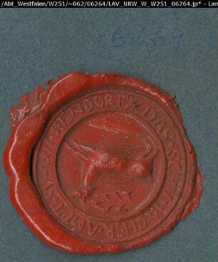 Siegler: Warendorf, Schuster-Zunft Überlieferungsart: Abdruck. Stoff: Lack Farbe: rot Form: rund. Durchmesser: 35 mm