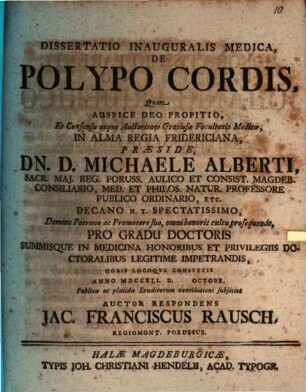 Diss. inaug. med. de polypo cordis