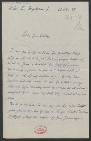 Brief an Ludwig Strecker und B. Schott's Söhne : 23.10.1929