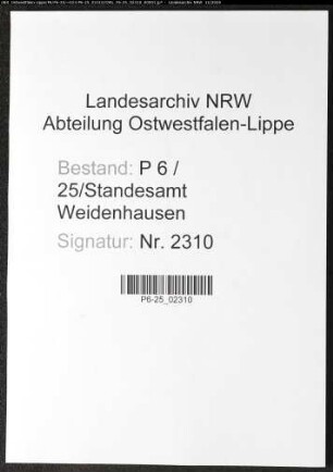 Sterberegister Standesamt Weidenhausen