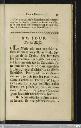XIX. Jour. De la Messe