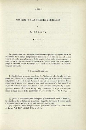 Contributo alla Geometria complessa.