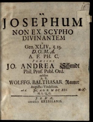 Josephum Non Ex Scypho Divinantem e Gen. XLIV, 5. 15.
