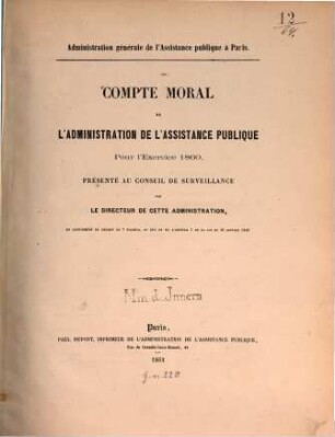 Compte moral et administratif : de l'exercice .... 1860 (1861)