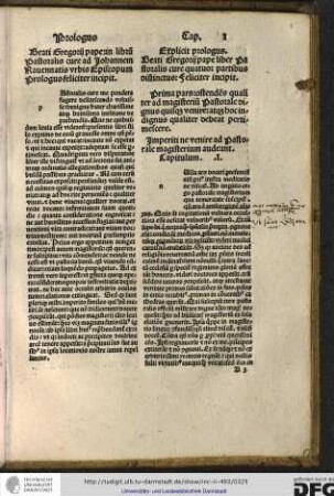 Beati Gregorii pape in librum Pastoralis cure ad Johannem Ravennatis urbis episcopum, prologus feliciter incipit.