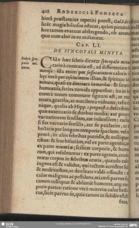 Cap. LI. De Syncopali Minuta