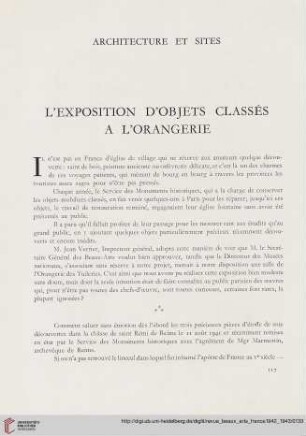 L'exposition d'objets classés a l'orangerie