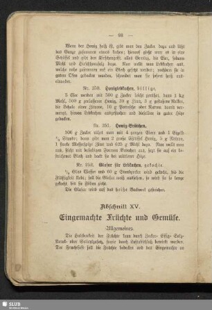 Abschnitt XV. Eingemachte Früchte und Gemüse