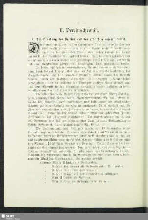 II. Vereinschronik
