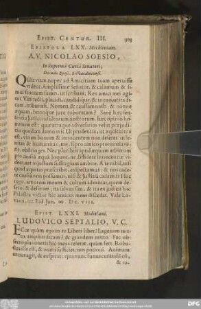 Epist. LXXI. Mediolani. Ludovico Septalio, V. C.