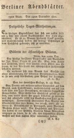 73tes Blatt. Den 24ten December 1810.