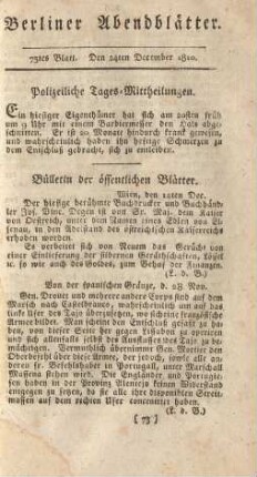 73tes Blatt. Den 24ten December 1810.