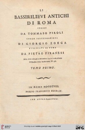 Band 1: Li bassirilievi antichi di Roma