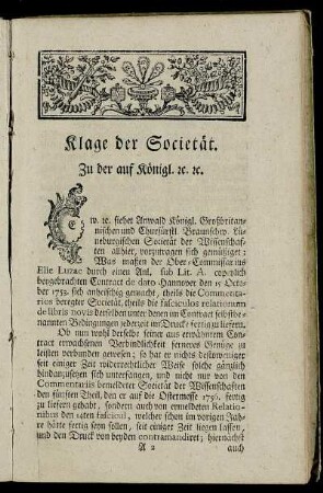 Klage der Societät.