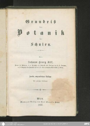 Grundriß der Botanik für Schulen
