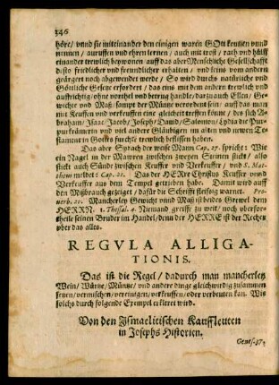 Regula Alligationis.