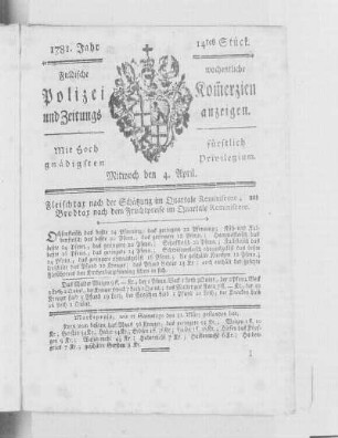 14tes Stück., Ausgabe vom 4. April 1781