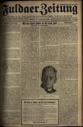 Erste Ausgabe vom Sonntag, den 14. September 1930.