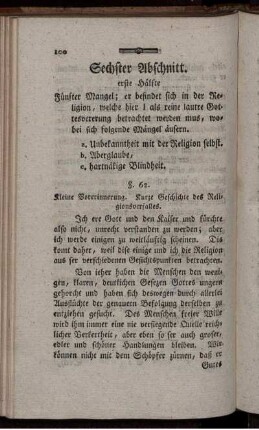 Sechster Abschnitt, erste Hälfte.