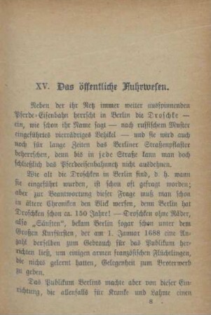 XV. Das öffentliche Fuhrwesen