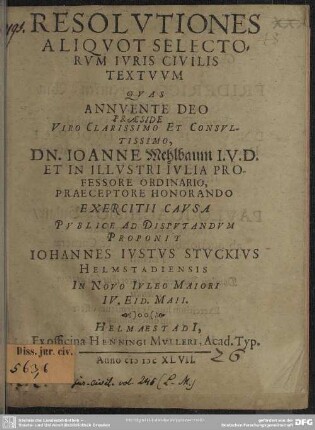 Resolutiones aliquot selectorum iuris civilis textuum