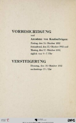 Vorbesichtigung/ Versteigerung