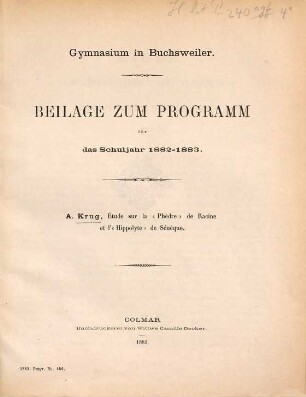 Programm : d. Schuljahrs .... 1882/83
