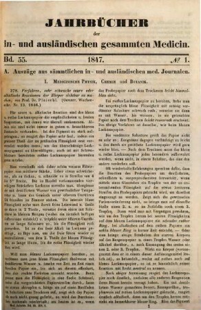 Carl Christian Schmidt's Jahrbücher der in- und ausländischen gesammten Medicin. 55. 1847